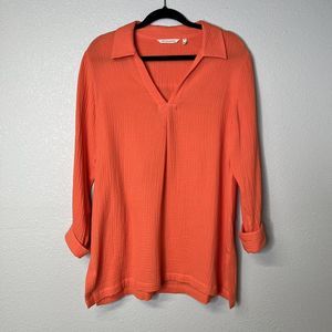Soft Surroundings Key Biscayne Gauze Tunic Coral /Peach Womens Medium